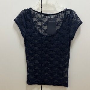 Brandy Melville Navy Lace Top